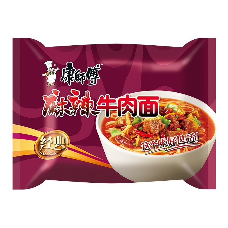 康师傅麻辣牛肉面川渝版红油整箱
