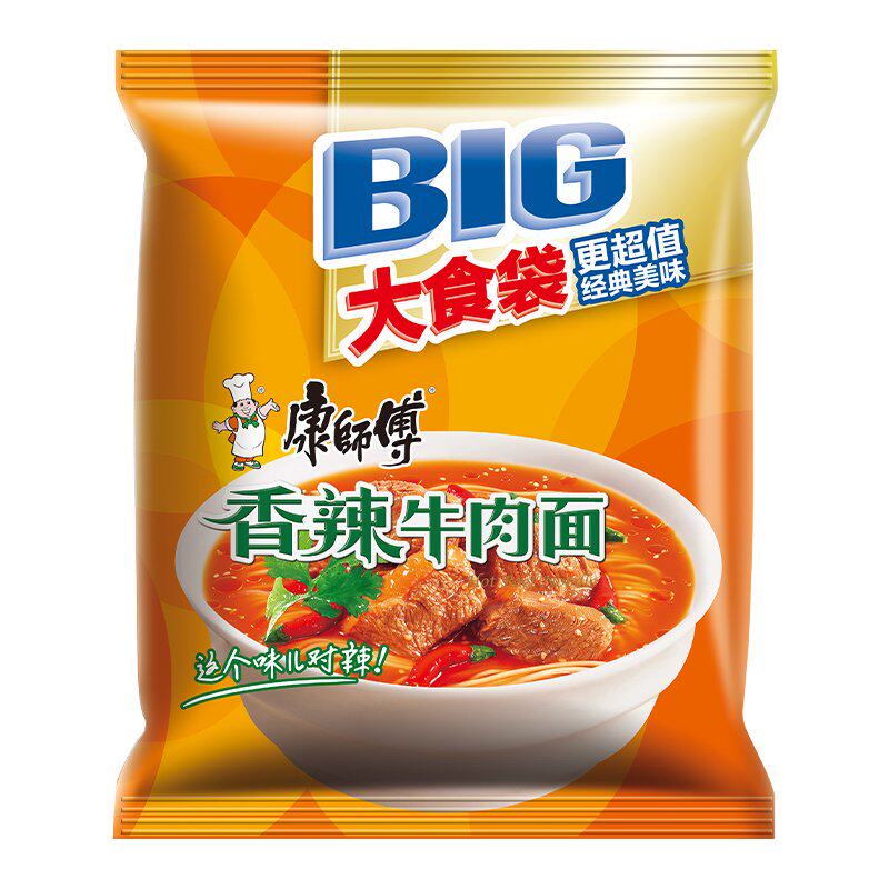 康师傅香辣牛肉面大食袋川渝产红油版学生速食夜宵解馋整箱批发
