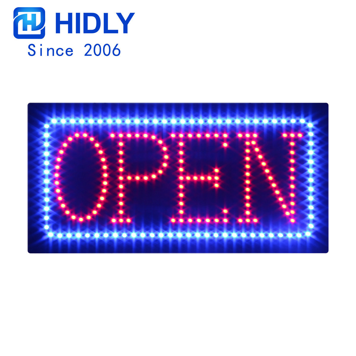 外贸出口OPEN 发光字 LED发光招牌 悬挂式亚克力面板灯箱24×48cm