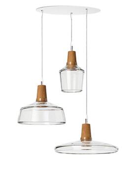 北欧式艺术灯具简约餐厅吧台琥珀色烟灰色实木玻璃LED装饰吊灯