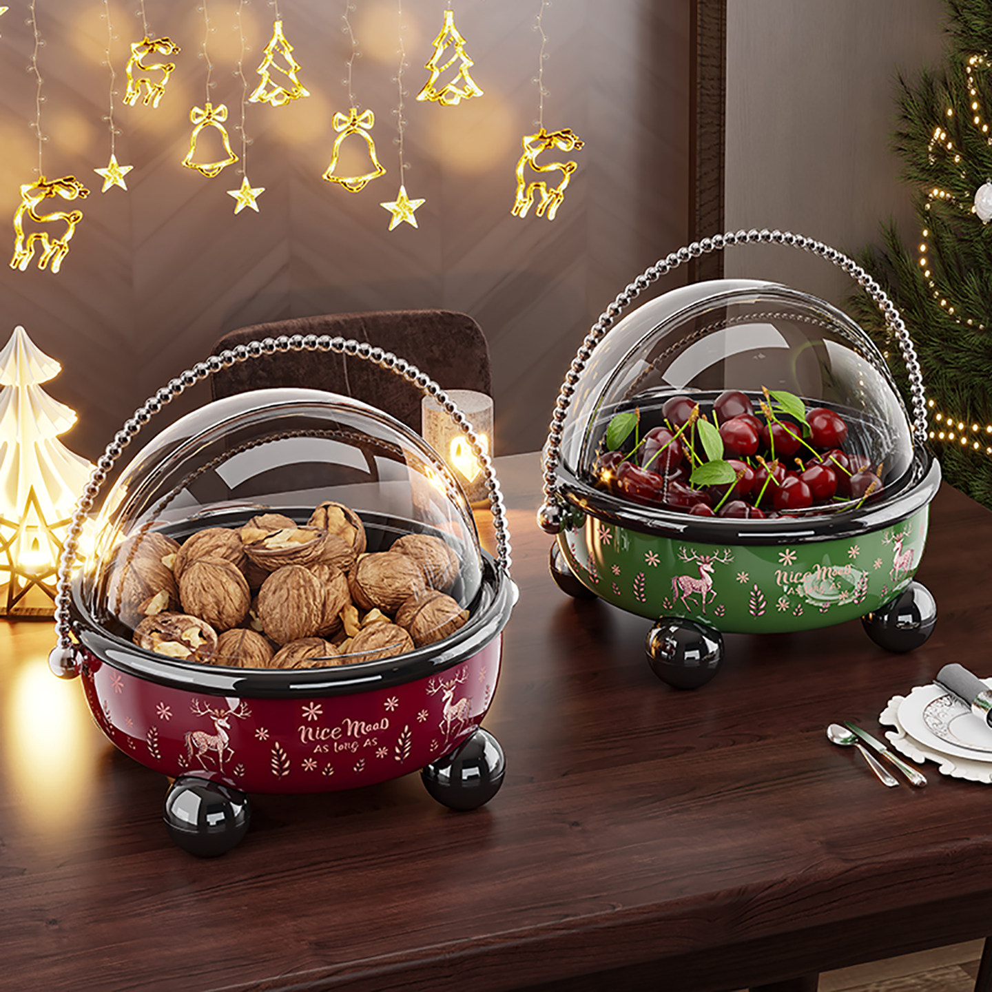 水果盘带提手中国风过年家用客厅茶几干果盘双层沥水大容量果盘,餐饮具,果盆/果盘/果篮,淘宝优惠券,粉丝福利购,淘宝优惠卷