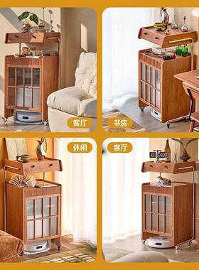 机器人扫地机柜OEC木置物桃架收柜纳柜樱沙发边柜可移动云鲸实木