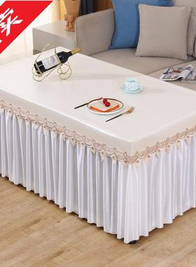 夏季薄款茶几桌布罩长XBS形客厅电防水裙烤火桌子罩摆套炉全包防