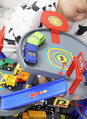 大型汽车玩大楼车场具儿童轨道车模库型男孩岁-AL100560停车警车