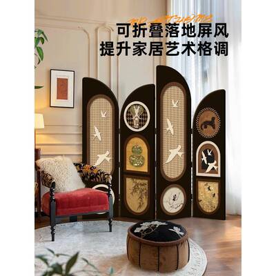 中室古客风厅入户门玄关遮BRA挡小屏风隔断复转古角卧家用可移动