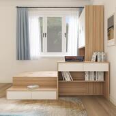 物小户书16631架书储桌一体床组合落地高箱榻榻米床型箱体收纳地