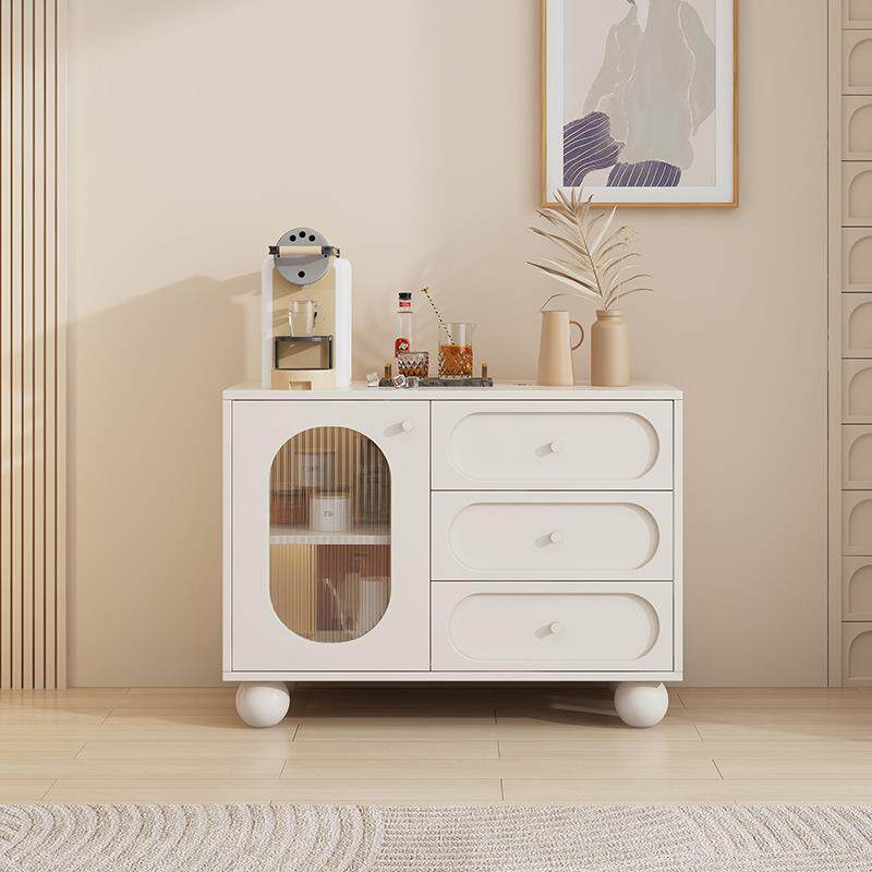 批法F97687MM式奶风实木五斗柜卧室收纳柜厅储物柜置靠墙物柜床尾