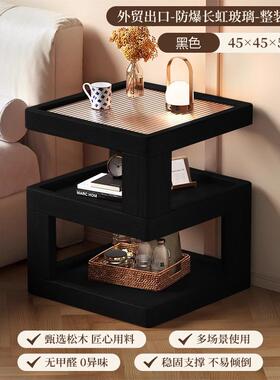 实木室床头头柜卧创床意边柜LVB小户型沙发边几极窄床储物柜子置