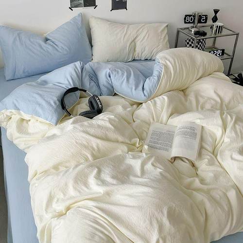 A类儿NHV棉超软糯三水婴洗棉床单被套四件套夏学生宿舍件床套笠4