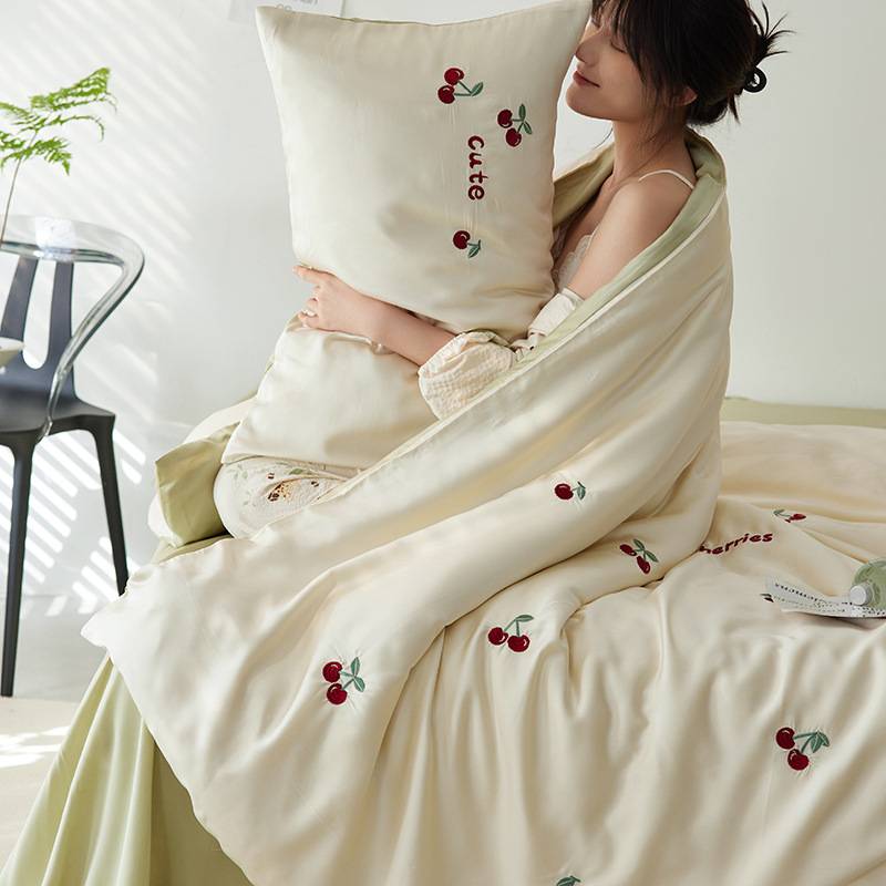 A类100支兰精天丝四件套夏季冰丝被套床单笠高端丝滑裸睡床上用品