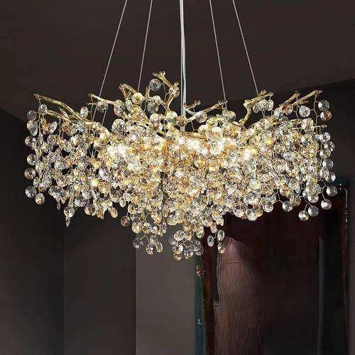 枝奢金钱树客厅高水晶吊灯别墅大厅灯饰轻艺术大WDX气档餐厅卧室