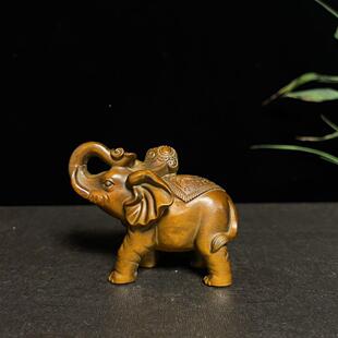 黄小杨木一对象叶福木气象福气满满福桌面居家客纳厅雕ONP工艺品