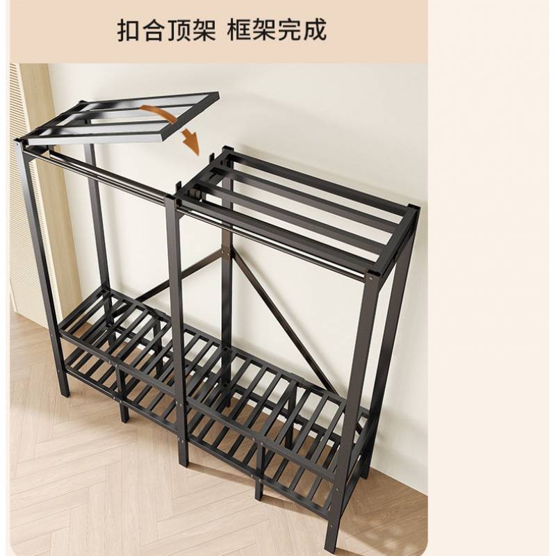 全钢架免安装简易衣柜家用卧室出租屋加粗加固加厚收纳衣橱挂衣架