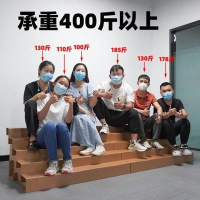 水果店纸质货架可移动展示架台阶超市陈列中岛轻便便携纸板阶梯式