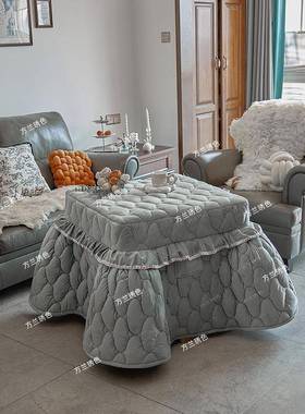 新VBE电款正炉罩烤火罩加厚双面绒冬烤火桌子罩套季方形取暖茶几