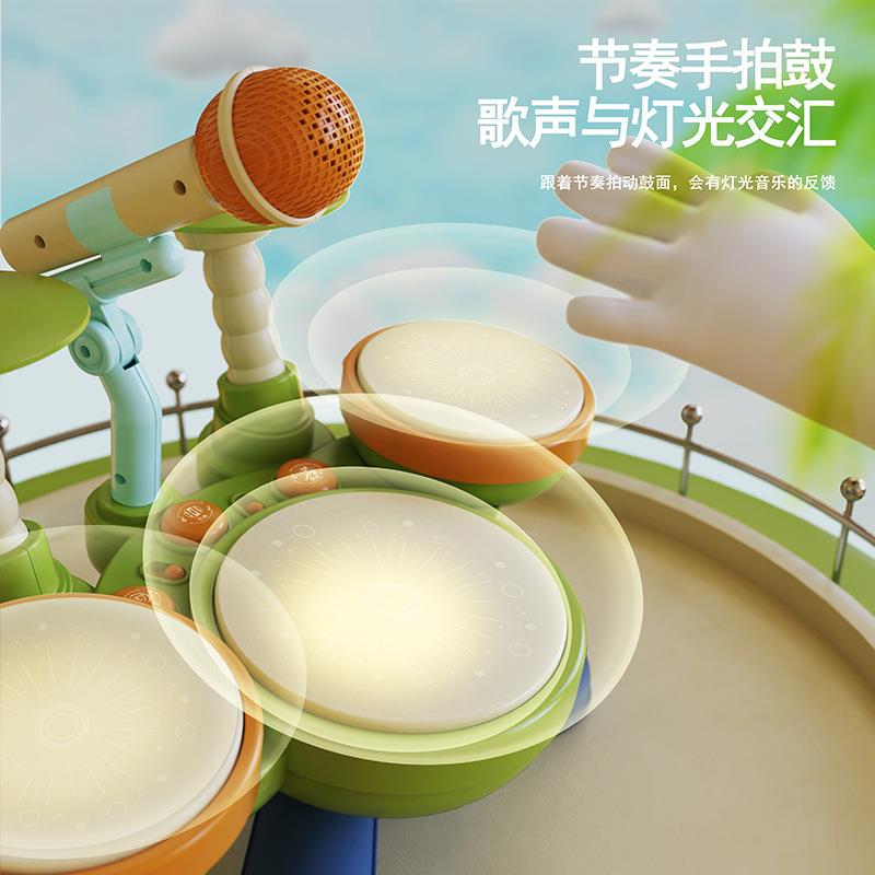 话筒爵士鼓儿童玩具宝宝启蒙音乐灯光电子手拍鼓架子鼓乐器玩具