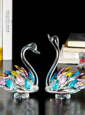 式鹅现代水晶天艺摆件客厅欧大堂橱窗展示柜简约KKZ家居装饰水晶