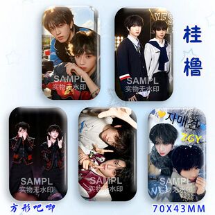 王橹杰张桂源cp应援明星吧唧周边桂橹镭射长方形谷子痛包胸针徽章