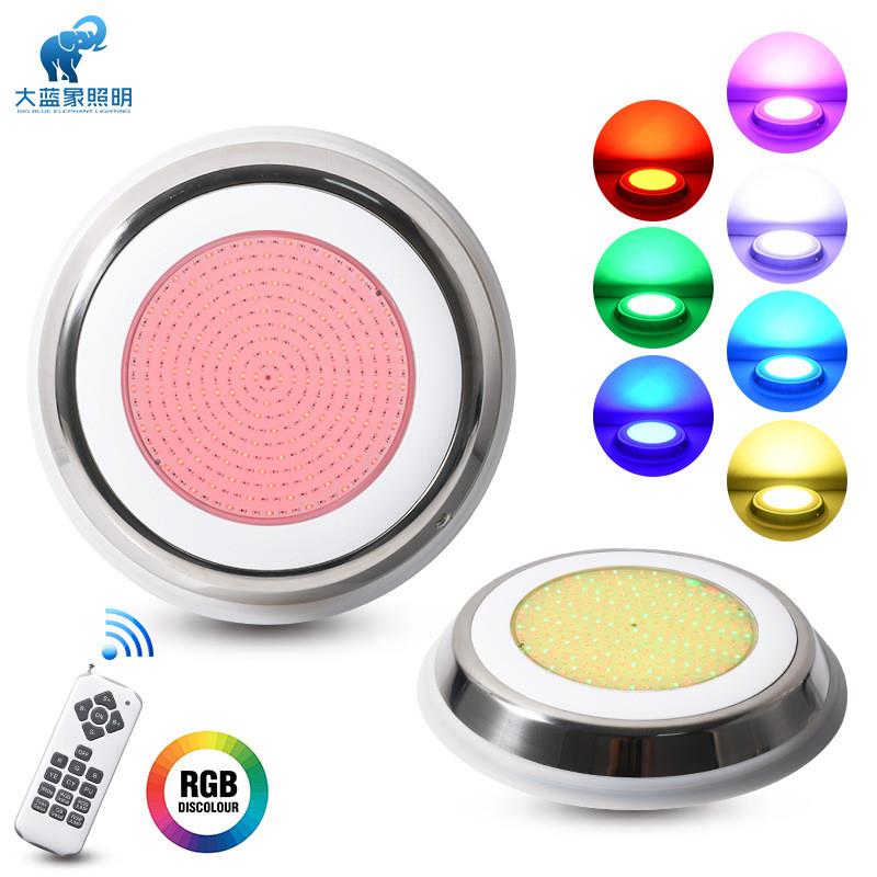 适配防水IP68不锈钢泳池灯壁挂式树脂水下灯12VRGB遥控七彩LED水