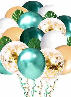 适配跨境新款50pcs森林套装春日野餐主题派对布置墨绿色气球系列