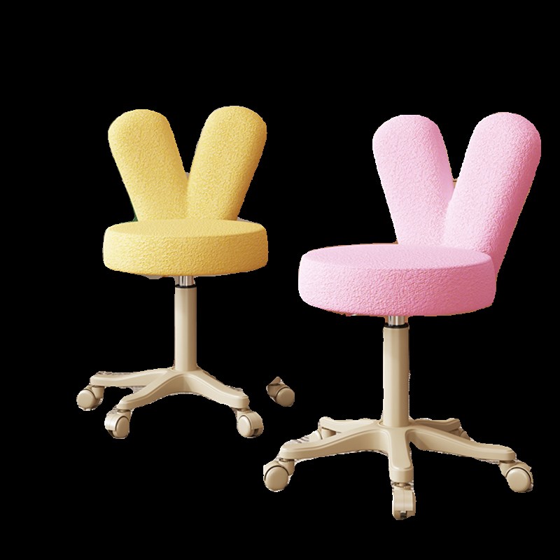 奶油风梳妆椅子家用卧室电脑椅子靠背书房转椅可升降兔耳化妆凳子