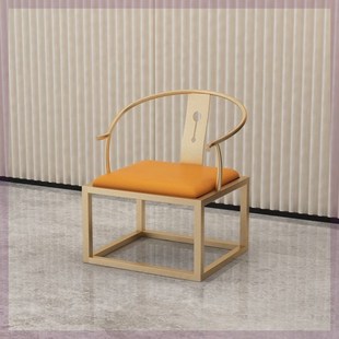 茶桌主人专用椅子新中式高端现代铁艺椅子圈椅太师椅单人扶手官帽