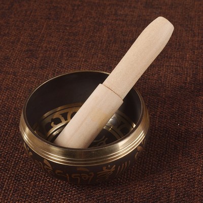 梵木果尼泊尔手工雕刻经文静心音波疗愈教程法海佛音铜钵打击乐器