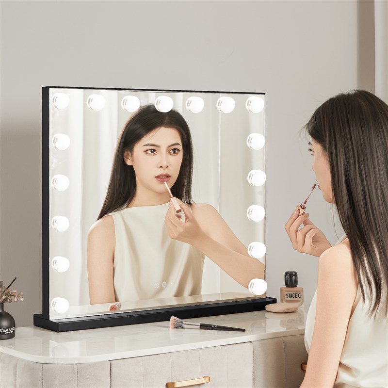桌面台式化妆镜带灯LqED灯泡化妆镜智能化妆师专用补光镜子美妆镜