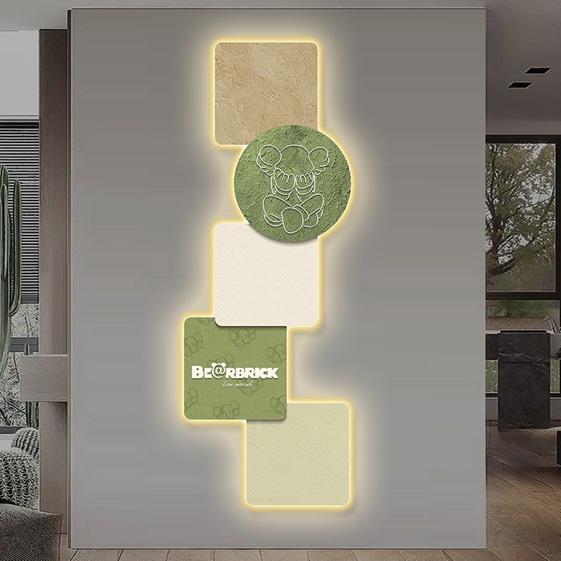 奶油风LED灯画现代简s约侘寂风客厅装饰画抽象极简沙发背景墙画,家居饰品,现代装饰画,淘宝优惠券,粉丝福利购,淘宝优惠卷