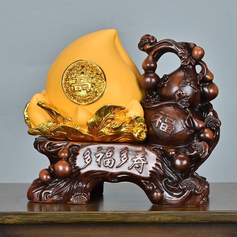大寿桃摆件招财送长辈父母祝寿贺寿6080大寿安康礼物酒柜客厅玄关,家居饰品,装饰摆件,淘宝优惠券,粉丝福利购,淘宝优惠卷