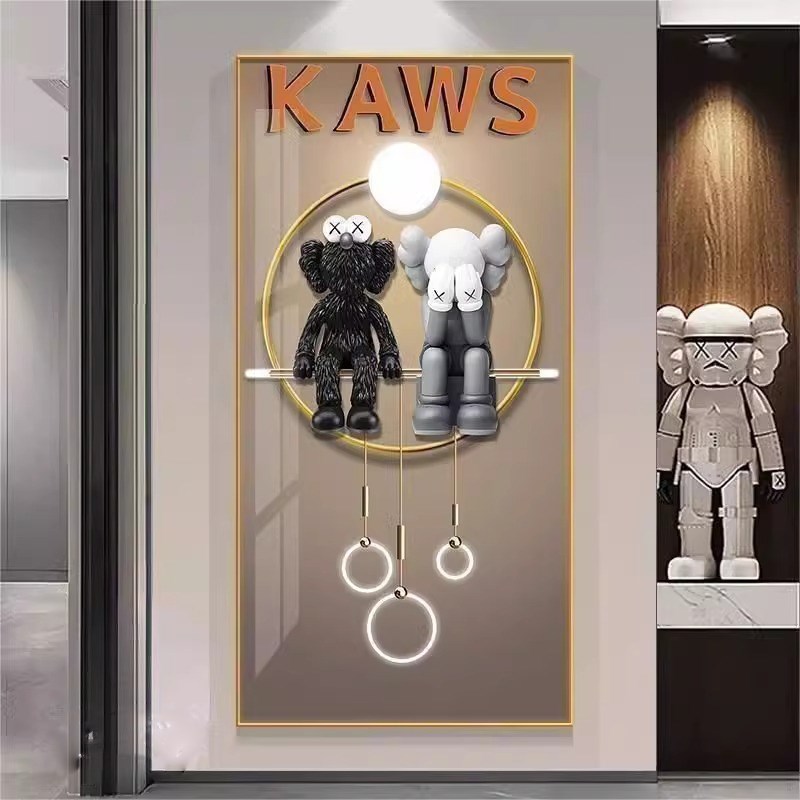 Kaws暴力熊玄关装饰画潮流轻奢抽象客I厅背景墙上挂画走廊过道壁