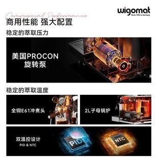 德国wigomat唯咖美意式半自动家用商用咖啡机W12搭配GK40磨豆机