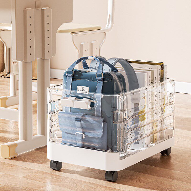 带轮书箱收纳箱教室装书本盒学生用拉杆可折叠透明收纳箱滑轮宿舍