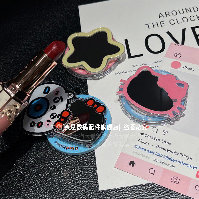 ins风星星猫咪小镜子磁吸支架可爱手机背贴超强吸附magsafe磁力韩