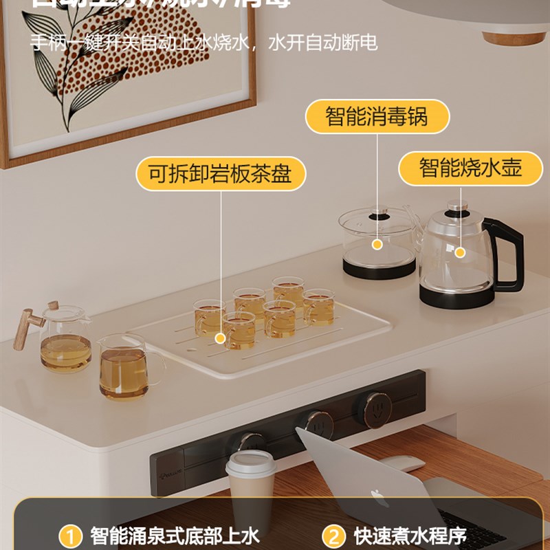 折叠岛式餐桌集成小公寓家用可伸缩厨房原木风格茶柜餐具柜酒吧岛