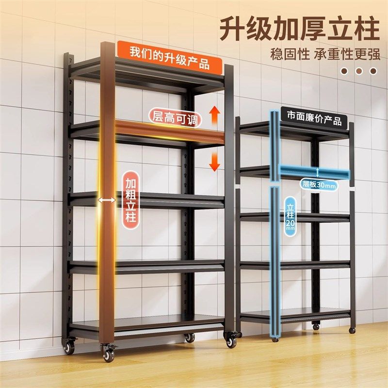 可移动厨房置物架落地多层收纳架微波炉烤箱储物带轮子家用铁架子,厨房/烹饪用具,微波炉置物架,淘宝优惠券,粉丝福利购,淘宝优惠卷