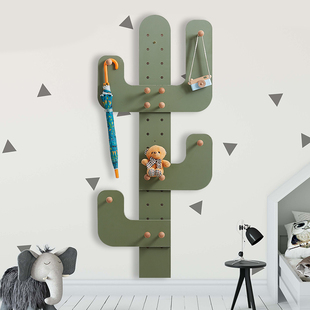 创意儿童房洞洞板仙人掌衣帽架 卧室墙上装饰不占空间的挂衣架ins