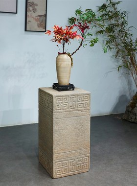 新中式仿石柱墩庭院石墩子底座y圆墩柱脚庭院花园造景布置花架摆