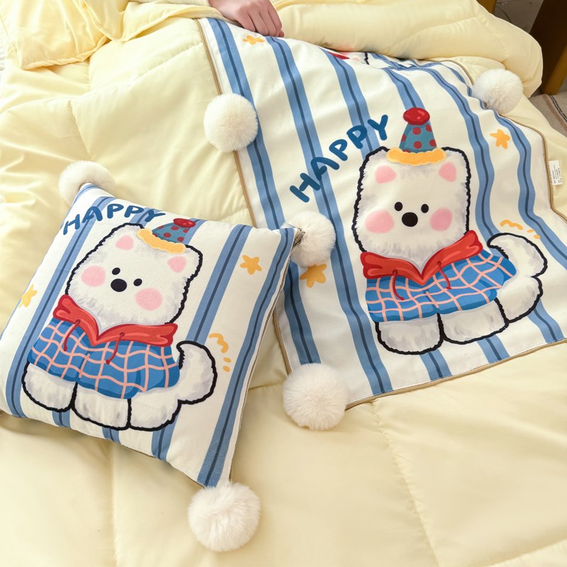 雪地狗抱枕被子两j用2025新款办公室车载午睡空调毯子二合一枕头