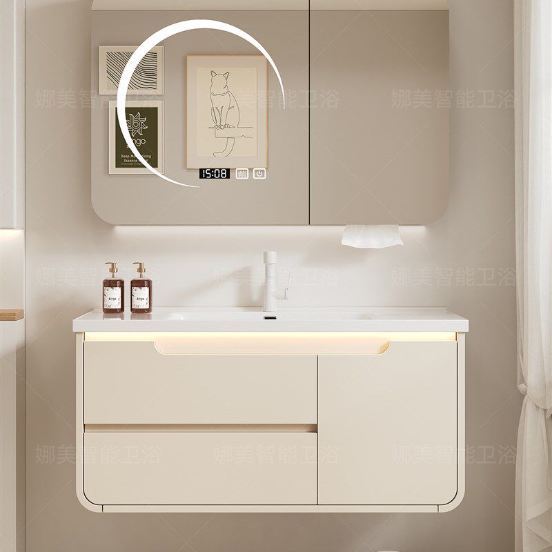 橡木浴室柜2025新款洗手洗脸盆柜组合卫生间陶瓷一体盆洗漱台盆池