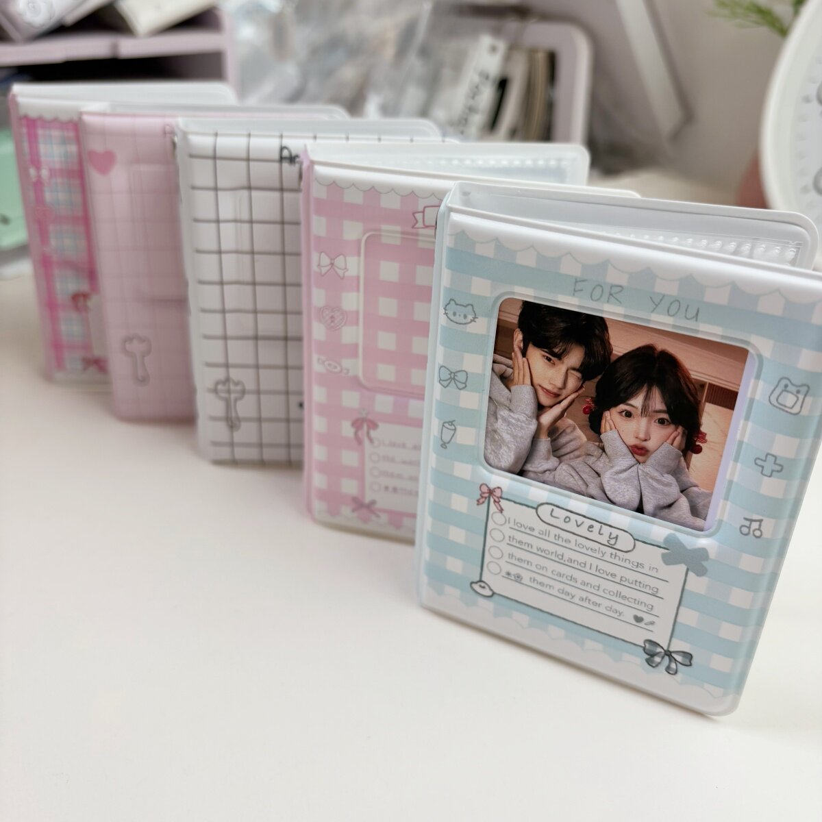ins风可爱条格粉色少女心卡册图片