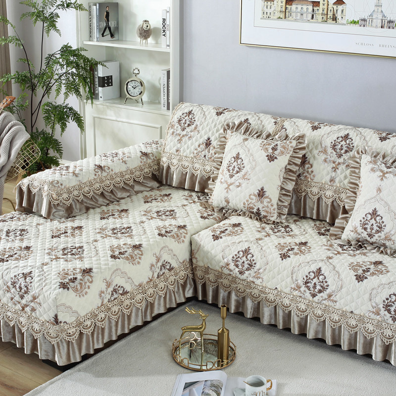 极速加厚防滑雪尼尔沙发垫四季通用布艺坐垫子全盖欧式沙发巾套罩