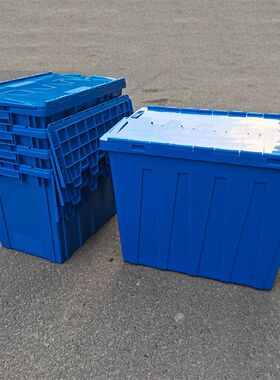 极速斜插式物流箱带盖子塑料箱加厚套叠生鲜配送医超市斜插式周转