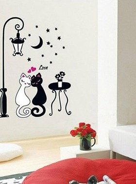 2016 HOTDIY Home Decoration Couple Cats Removeable Wall Art