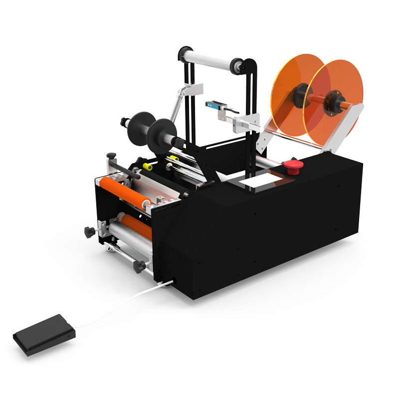 极速环联半自动车标贴机 小型自动圆瓶车标贴机桌面式圆平车标贴