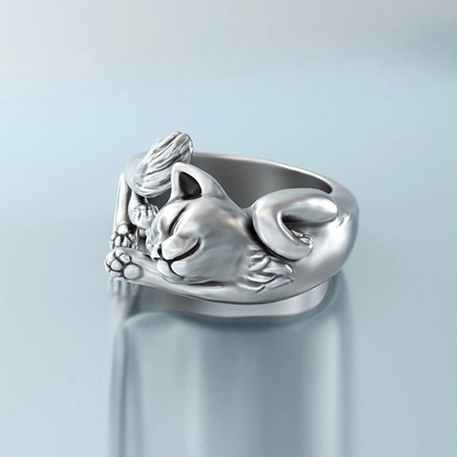 极速1PC Vintage Alloy Cute Cat Rings Women Jewelry Birthday