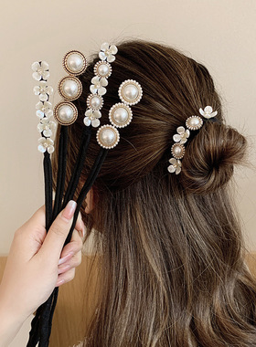 Elegant Fashion Flower Pearl Hairpin Bun Maker Twist Headban