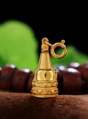 S925纯银佛塔嘎乌盒吊坠空心可开鎏金藏式民族风男女挂件配饰项链