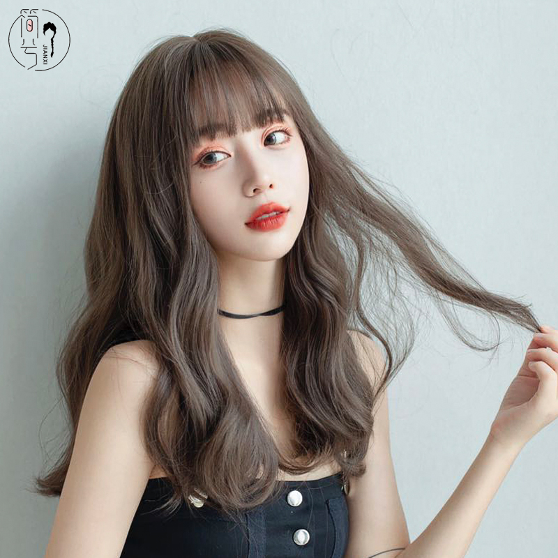 简兮2021流行卷发中长发假发女气质网红长卷发全头套仿真发套