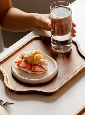 Octagonal tray wooden dinner plate dessert cake plate